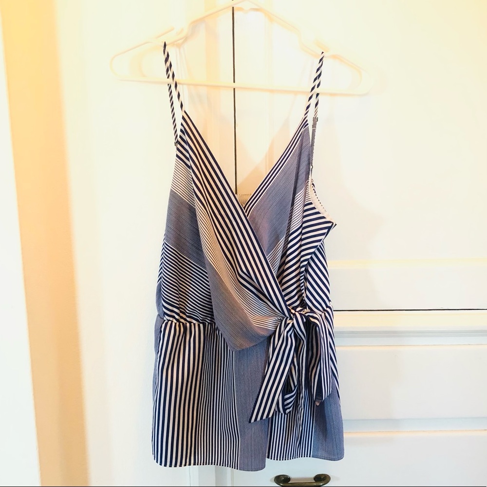 Banana Republic blue striped wrap tank—S